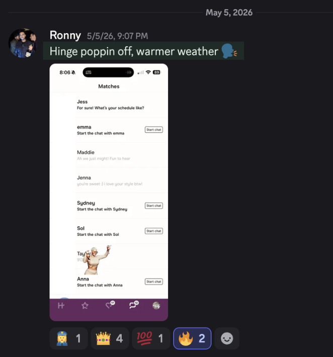 Ronny Hinge matches popping off